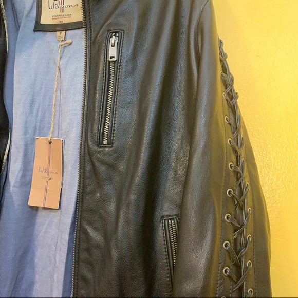 Wilsons Vintage USA Black Genuine Leather Jacket